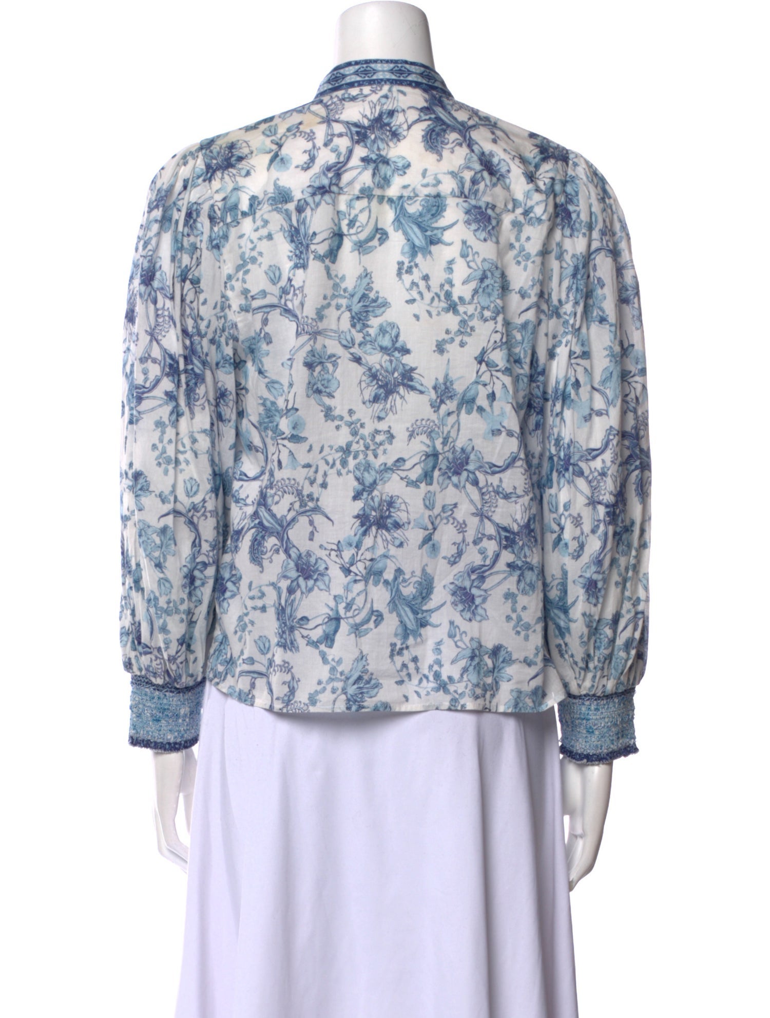 Alice + Olivia Floral Print Mock Neck Button-Up Top